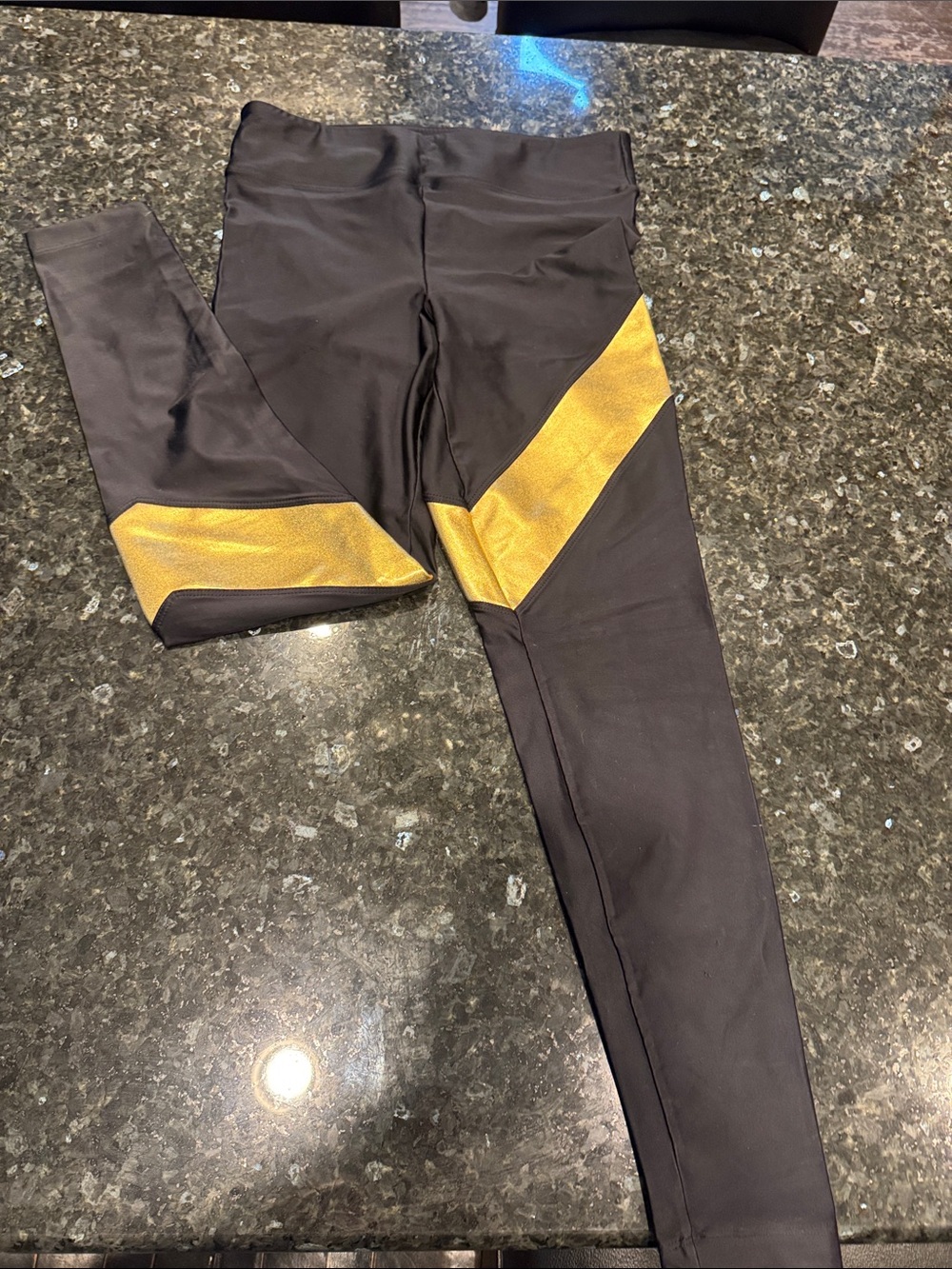 Koral Black Leggings with Gold Chevron Panels